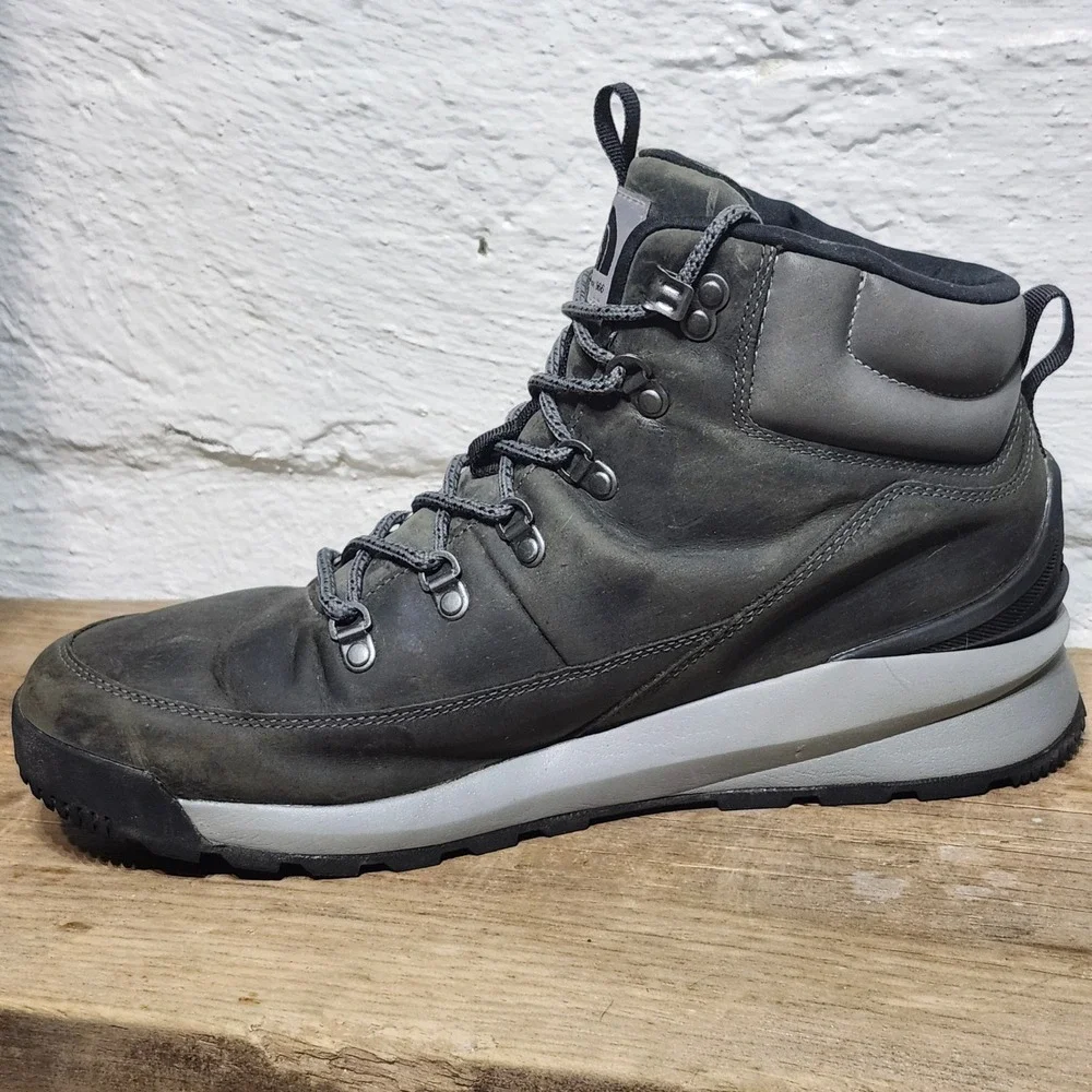 The North Face Berkeley Leather Hiking Ankle Boots Mens US 12 Gray Waterproof‎